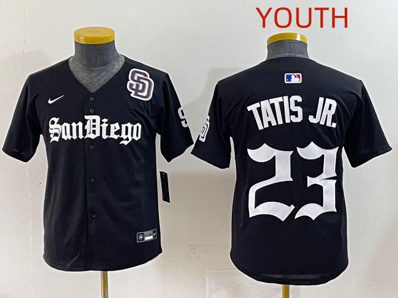 Youth 2025 San Diego Padres #23 Tatis jr Black Five generations Joint Name Nike MLB Jersey style 13